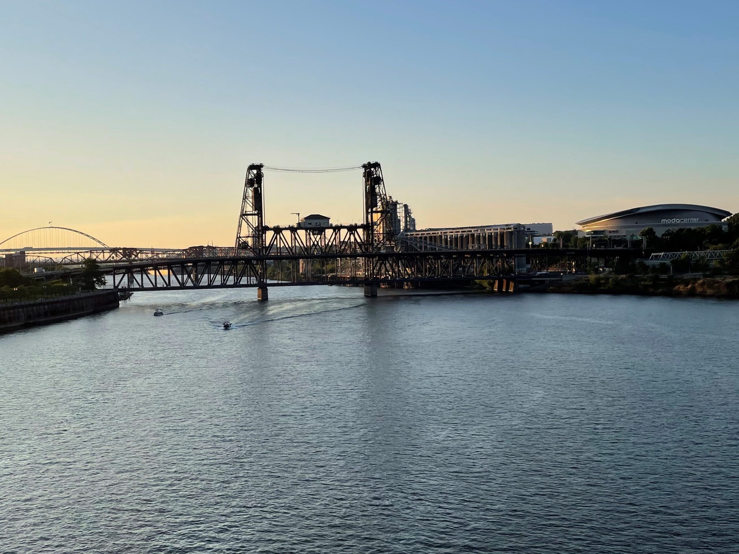 A view of the Willamette River and Portland skyline.